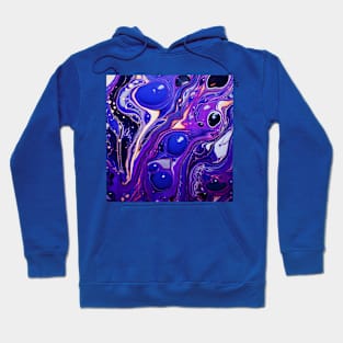 Indigo Depths: Structured Fluidity in Abstract Art Hoodie